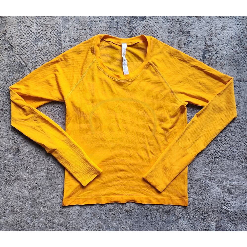 Lululemon Swiftly Tech Shirts Women's Size 8 Orange Long Sleeve Gym Stretch Top